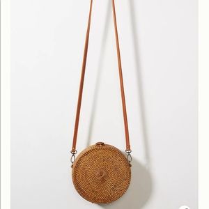 ANTHRO wicker crossbody w peekaboo floral detail